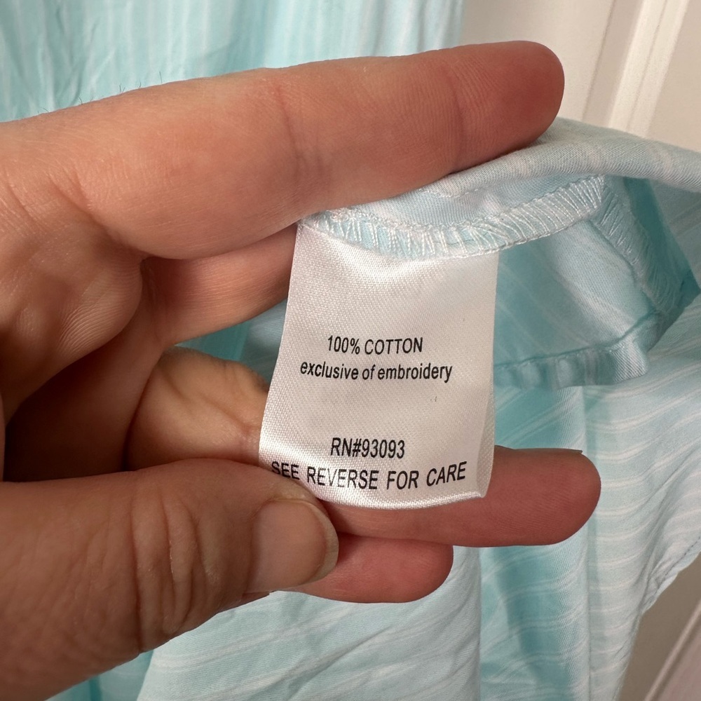 Tyler Boe Linen 100% Cotton Blue White Striped Tiered Tayna Dress Size L - Picture 4 of 6